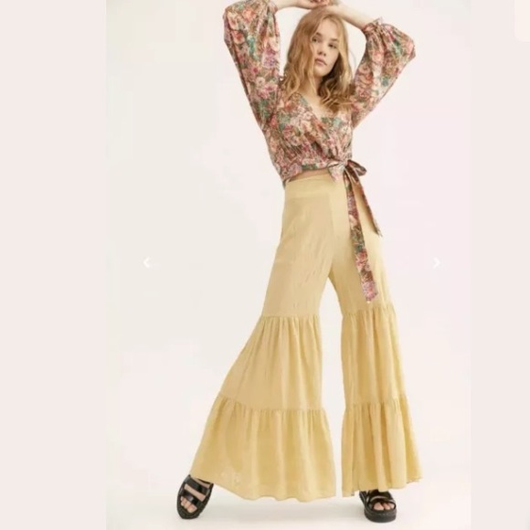 Free People Pants - Free People Embroidered Tiered High Rise Pants